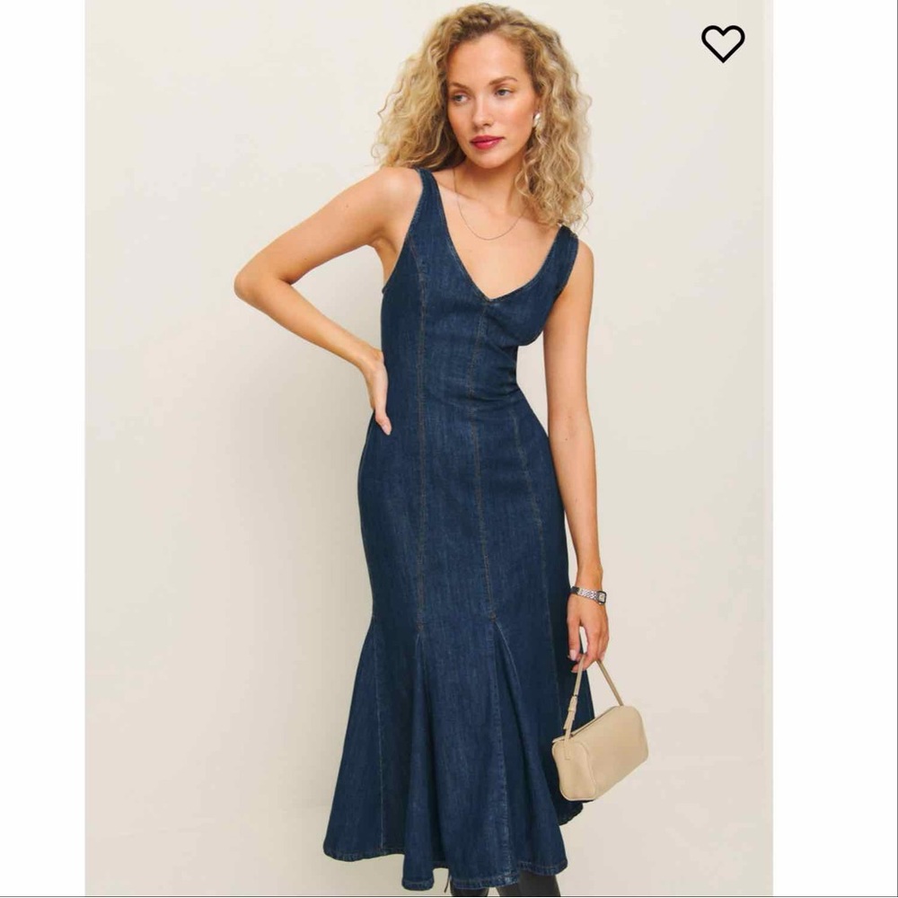 NWT Reformation Serafina Denim Midi Dress